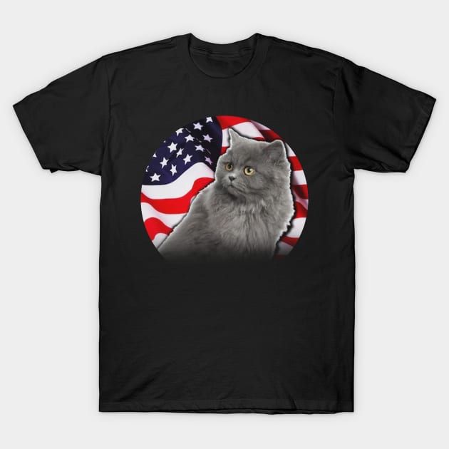 American Birman Cat USA Flag Funny Gift Shirt 4th of July T-Shirt by Kaileymahoney